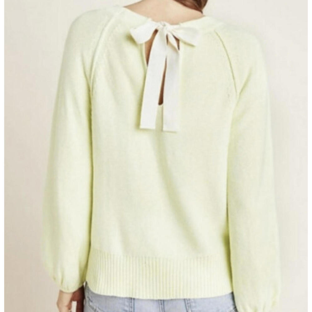 ANTHROPOLOGIE yellow green cotton sweater sz S